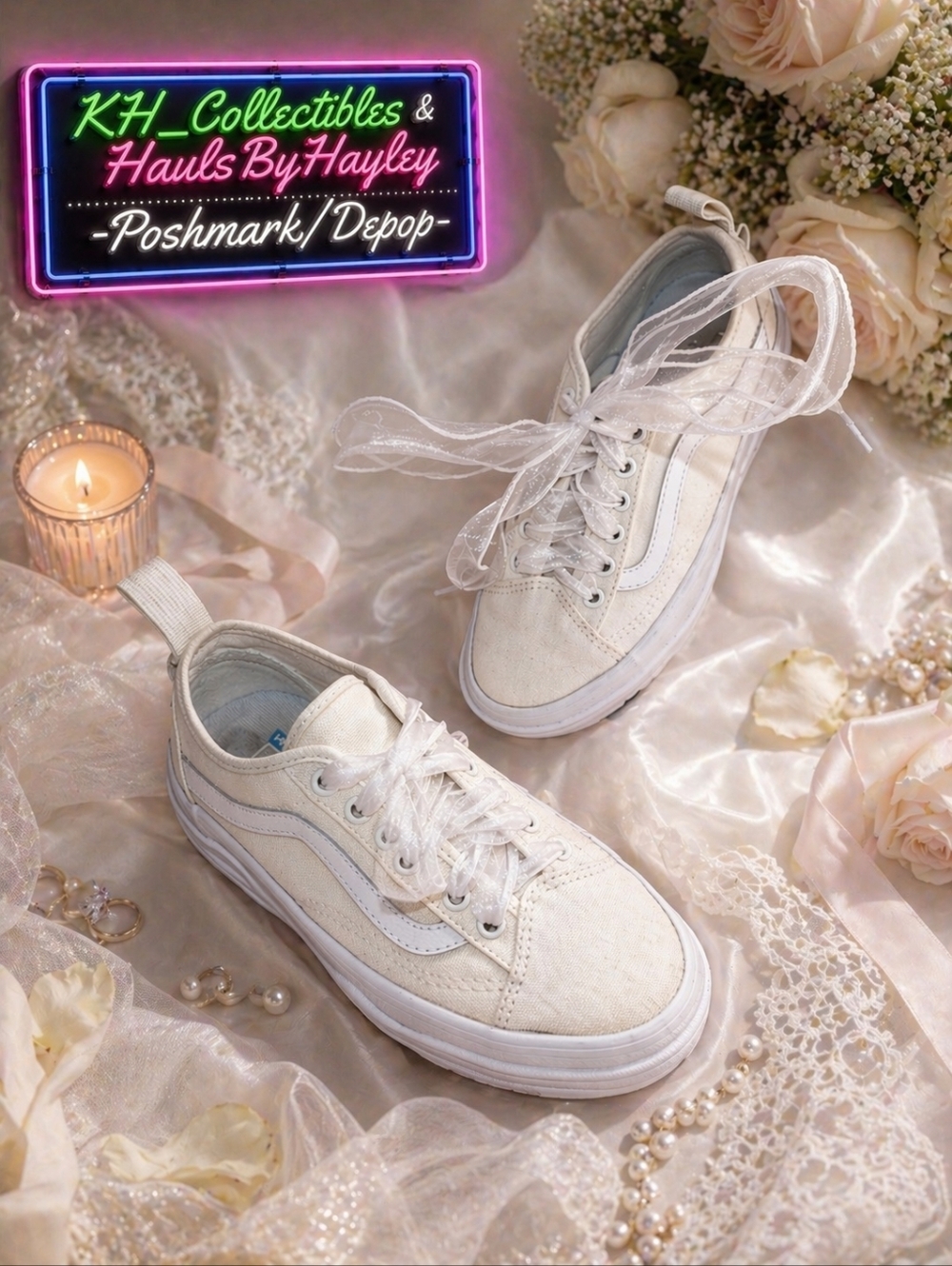 Vans Sentry Old Skool WC - Bone/Marshmallow, Ribbon Laces - Like New
